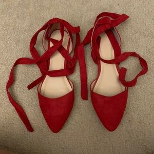 Red Tie Up Flats